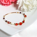 五月紅花 | S05紅瑪瑙珍珠母貝石榴石手鍊_2