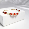 五月紅花 | S05紅瑪瑙珍珠母貝石榴石手鍊_3