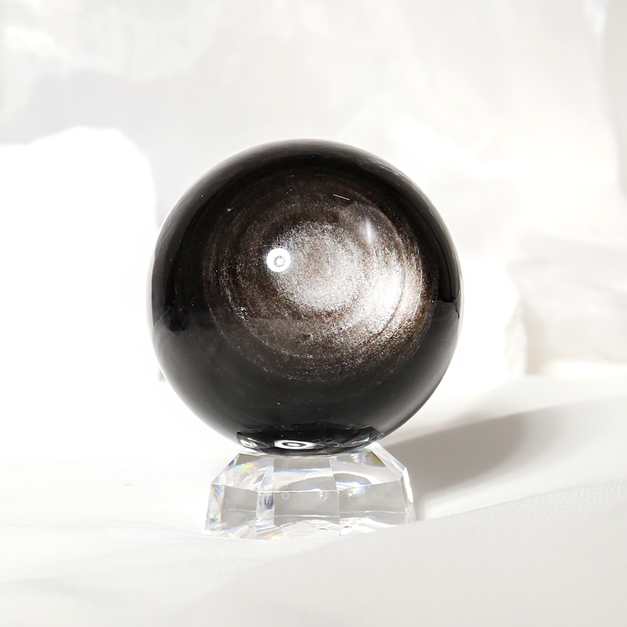負能退散 | 銀沙黑曜石球6.8cm