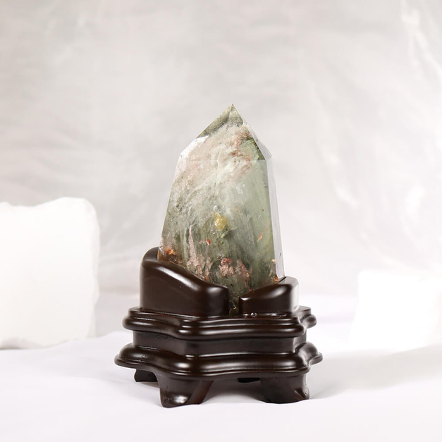 頂級綠幽靈晶柱 高11.4cm