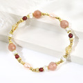 柿柿如意 | A105橙月光石鈦晶珍珠石榴石白水晶手鍊_3