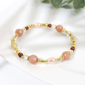 柿柿如意 | A105橙月光石鈦晶珍珠石榴石白水晶手鍊_6