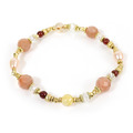 柿柿如意 | A105橙月光石鈦晶珍珠石榴石白水晶手鍊_7