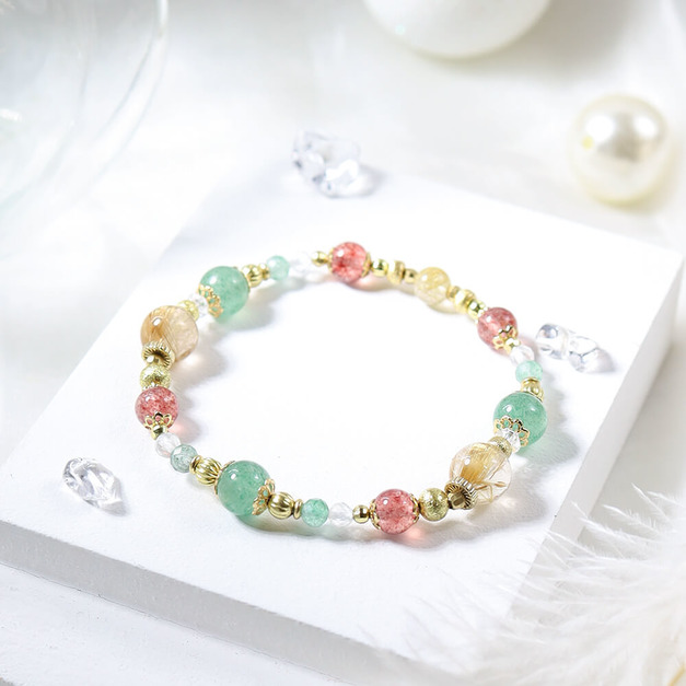 歡樂頌 | A146鈦晶草莓晶白水晶手鍊