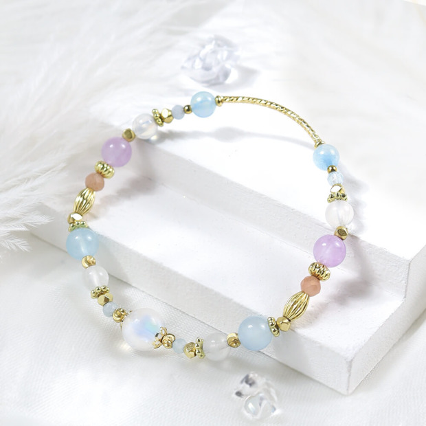 月光奏鳴曲 | A147月光石海藍寶紫水晶手鍊