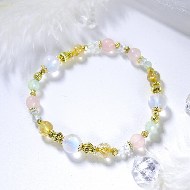 美好時光 | A150月光石鈦晶粉晶手鍊