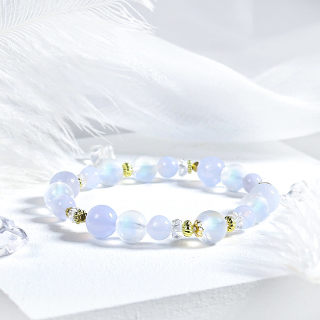 圓月系列｜幻藍 A153藍紋瑪瑙月光石手鍊