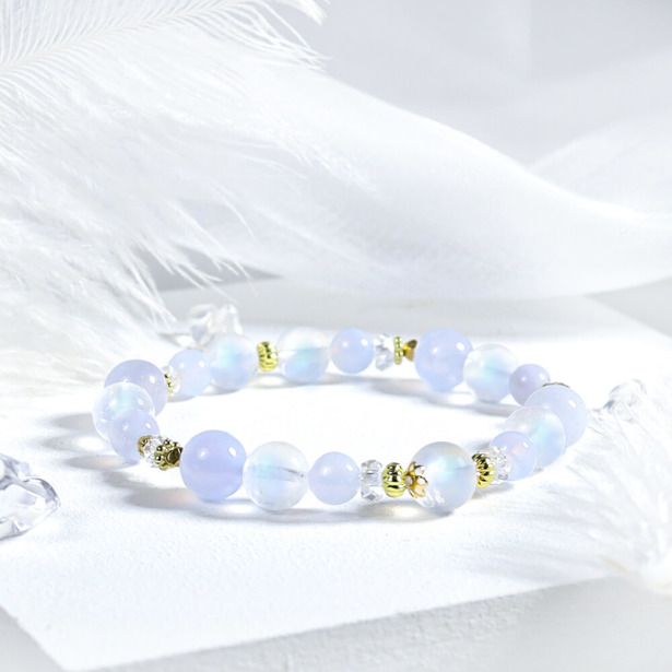 圓月系列｜幻藍 A153藍紋瑪瑙月光石手鍊