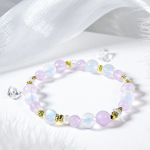 圓月系列｜迷紫 A154紫水晶月光石手鍊