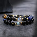 領航者 | B15虎眼石藍紋石拉長石黑曜石雙圈手鍊_5
