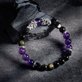瑞獸貔貅 | 祥瑞 | B23紫水晶金沙黑曜石手鍊_4