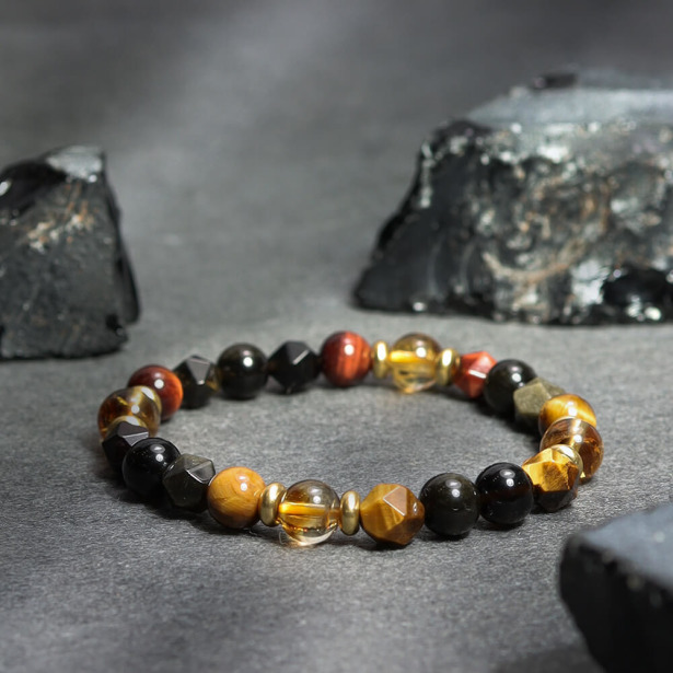 太陽神的加冕 | B28黃水晶紅虎眼石手鍊