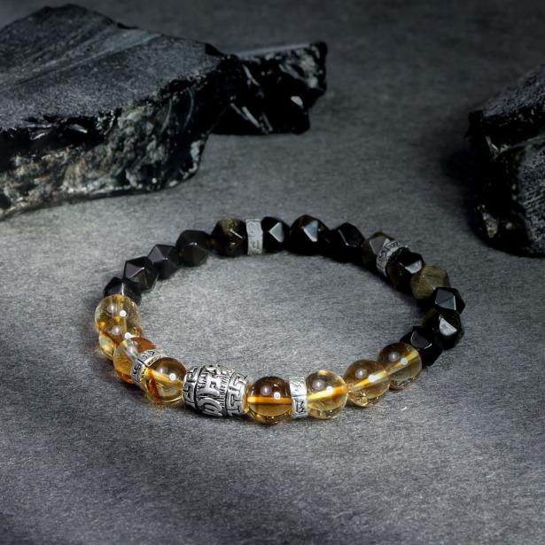 啟動 | 財富自信 B30黑曜石黃水晶手鍊