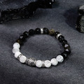 啟動 | 全能守護 B34黑曜石白紋石手鍊_1
