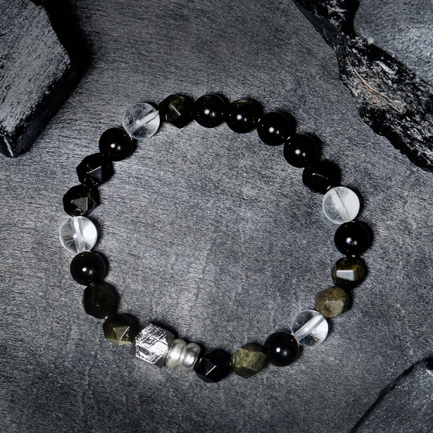 光年之外 |  B37瑞典天鐵隕石黑曜石手鍊