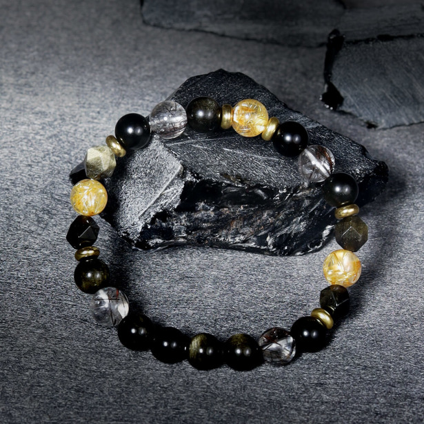 追光者 | B40鈦晶黑髮晶黑曜石手鍊