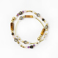 波西米亞小鎮 | D03虎眼石拉長石白水晶雙圈手鍊_1