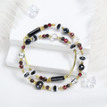 夜色薔薇 | D15金運石黑髮晶石榴石雙圈手鍊_1