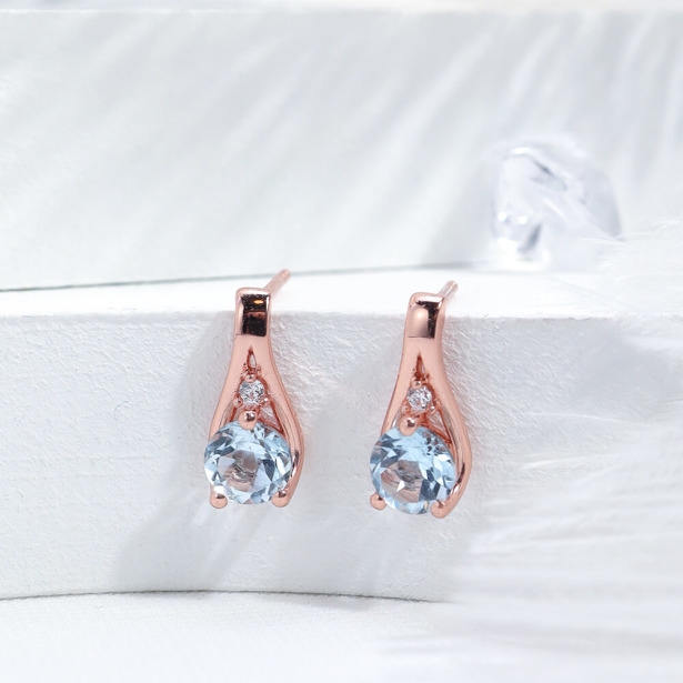 藍調時光 | 925銀厚度18K黃金拓帕石耳針 E05(雙色可選)