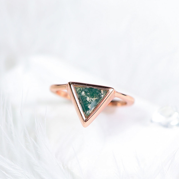 山嵐 |  925銀厚鍍18K金水草瑪瑙戒指 R08