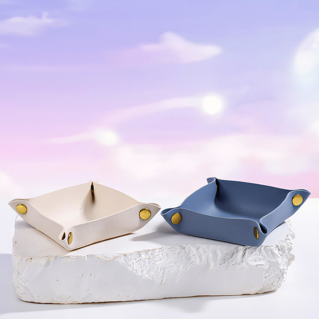 【滿3000即贈】四角皮革收納盤・晨霧系列c29