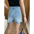 不規則腰頭水洗牛仔短褲_15