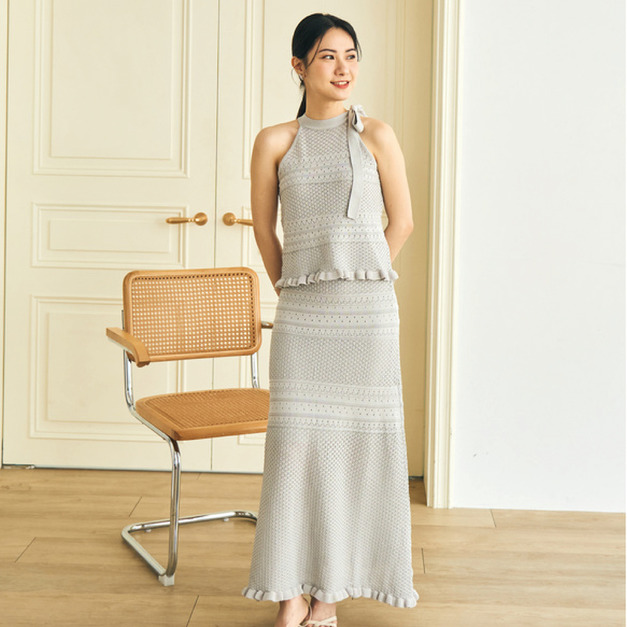 法式針織雕花套裝(現貨)