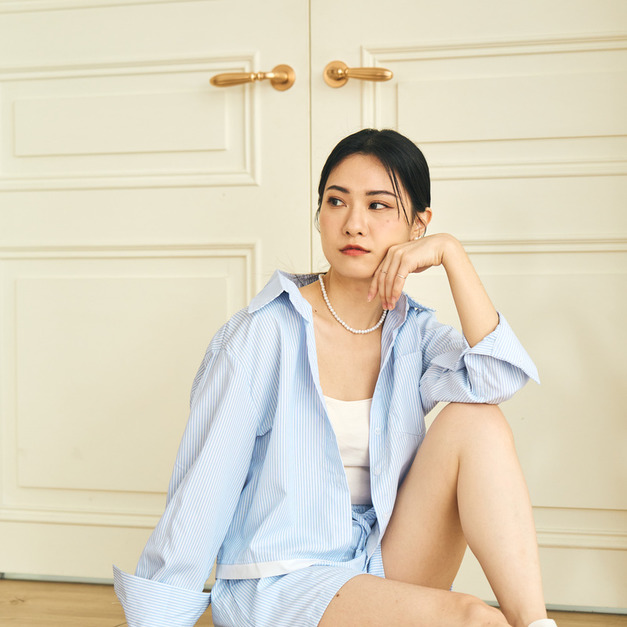 蔚藍鯨魚直條紋套裝(現貨)