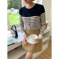 撞色條紋針織衫 (杏現貨)_1