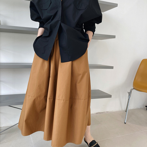 舒適高支棉澎澎裙3色 (米、焦糖現貨)