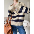 大v翻領條紋針織衫_2