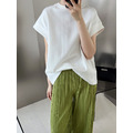 落肩蝙蝠袖棉質上衣 3色(白現貨)_18