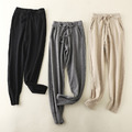針織縮口柔軟休閒褲 3色 (黑現貨)