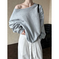 鬆弛感棉質露肩上衣 3色(白現貨)