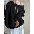 鬆弛感棉質露肩上衣 3色(白現貨)_29