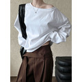 鬆弛感棉質露肩上衣 3色(白現貨)_19