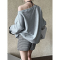 鬆弛感棉質露肩上衣 3色(白現貨)_5