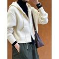 暖呼呼針織連帽外套 2色 (米白現貨)_7