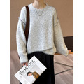 韓版外縫線拼色羊毛衣 2色 (灰現貨)_1
