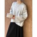 韓版外縫線拼色羊毛衣 2色 (灰現貨)_3