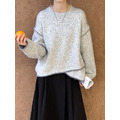 韓版外縫線拼色羊毛衣 2色 (灰現貨)_2