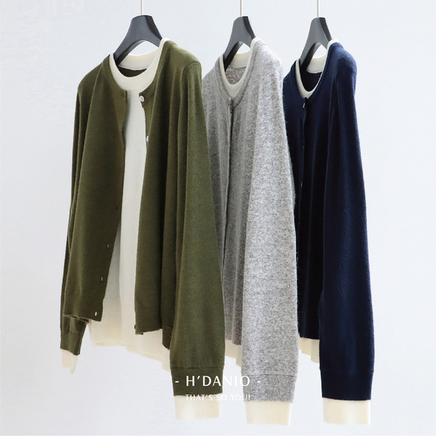 曼陀絨假兩件圓領針織上衣 4色 (紅、綠現貨)