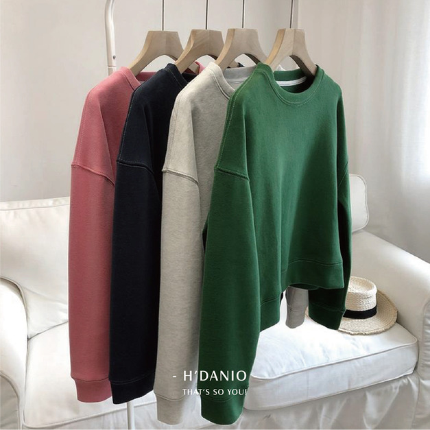 短版純棉大學T 4色 (灰現貨)