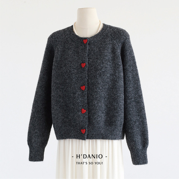 愛心釦針織外套 3色