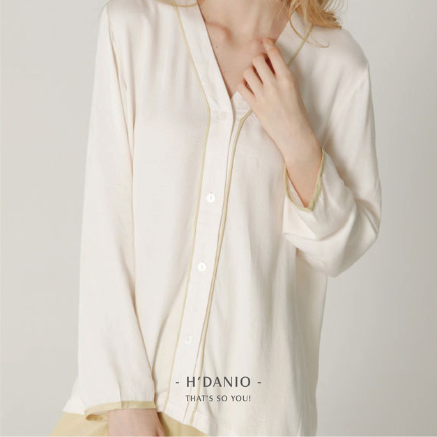 質感V領滾邊睡衣套裝 3色