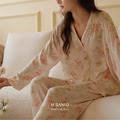 莫內花卉貢緞棉睡衣套裝
