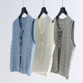 田園簍空綁帶針織背心 3色(灰現貨)