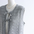 田園簍空綁帶針織背心 3色(灰現貨)_8