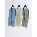 田園簍空綁帶針織背心 3色(灰現貨)_1