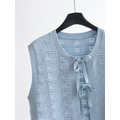 田園簍空綁帶針織背心 3色(灰現貨)_9